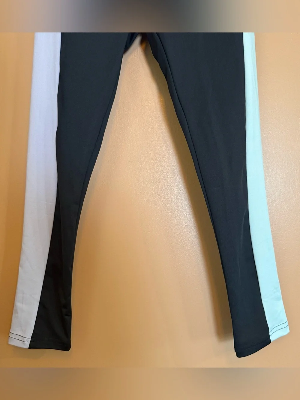 Converse All Star Girls Leggings Size L 12-13 Black‎ White Stripe NWT